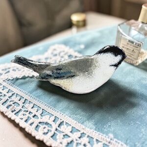 Vintage Metal & Enamel Sweet Chickadee Brooch Pin